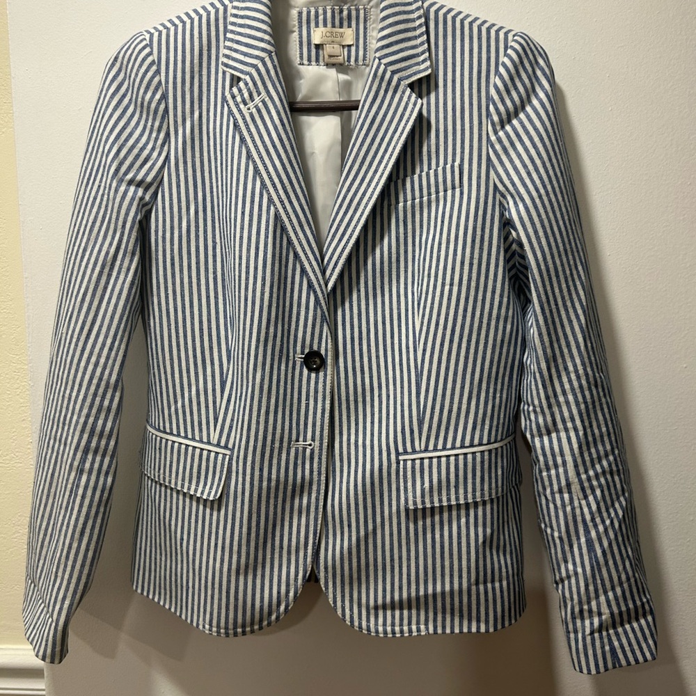 J.Crew Blue and White Striped Jacket